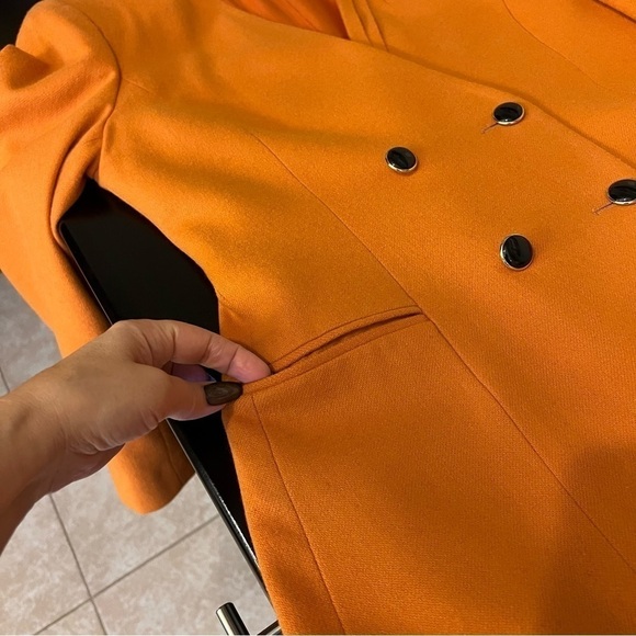 Oleg Cassini Vintage orange wool blend blazer jacket, doublebreasted buttons, M - Picture 8 of 14